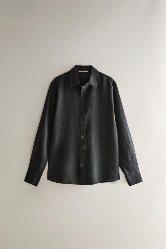LINEN SHIRT - Mid-grey by Zara - Image 0