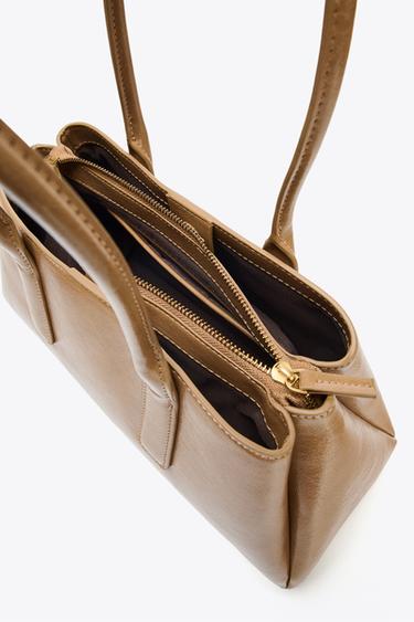 CRACKLED-EFFECT CITY BAG - Beige by Zara - Image 4