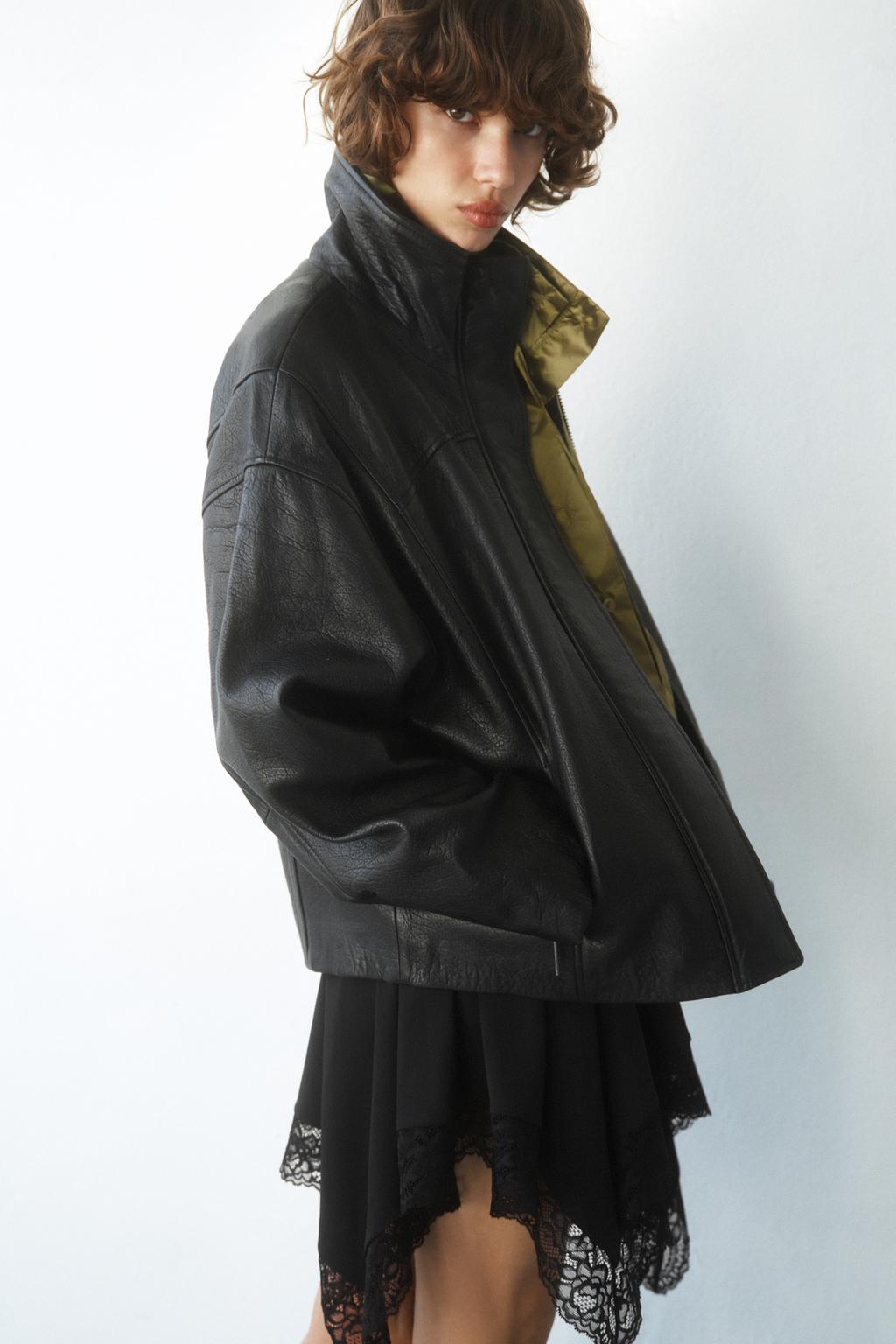 100% LEATHER OVERSIZED JACKET