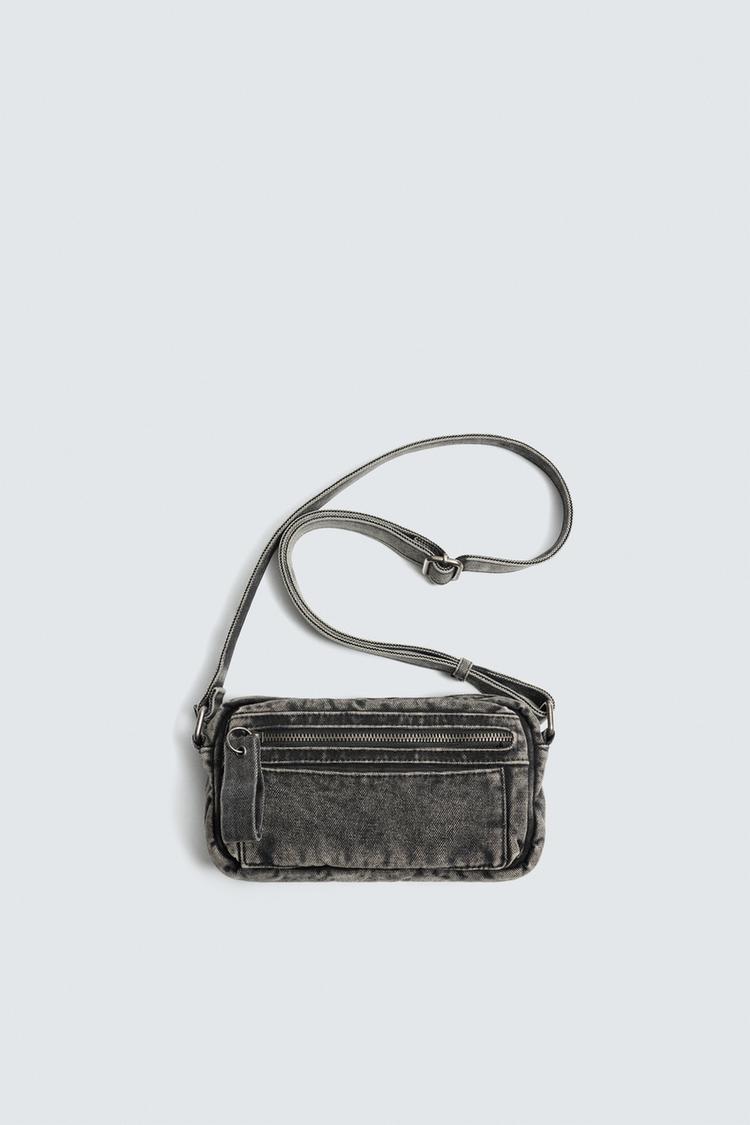 ZARA WASHED-EFFECT DENIM CROSSBODY BAG
