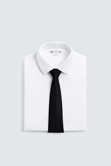 TEXTURED 100% WOOL TIE - Black by Zara - Image 3