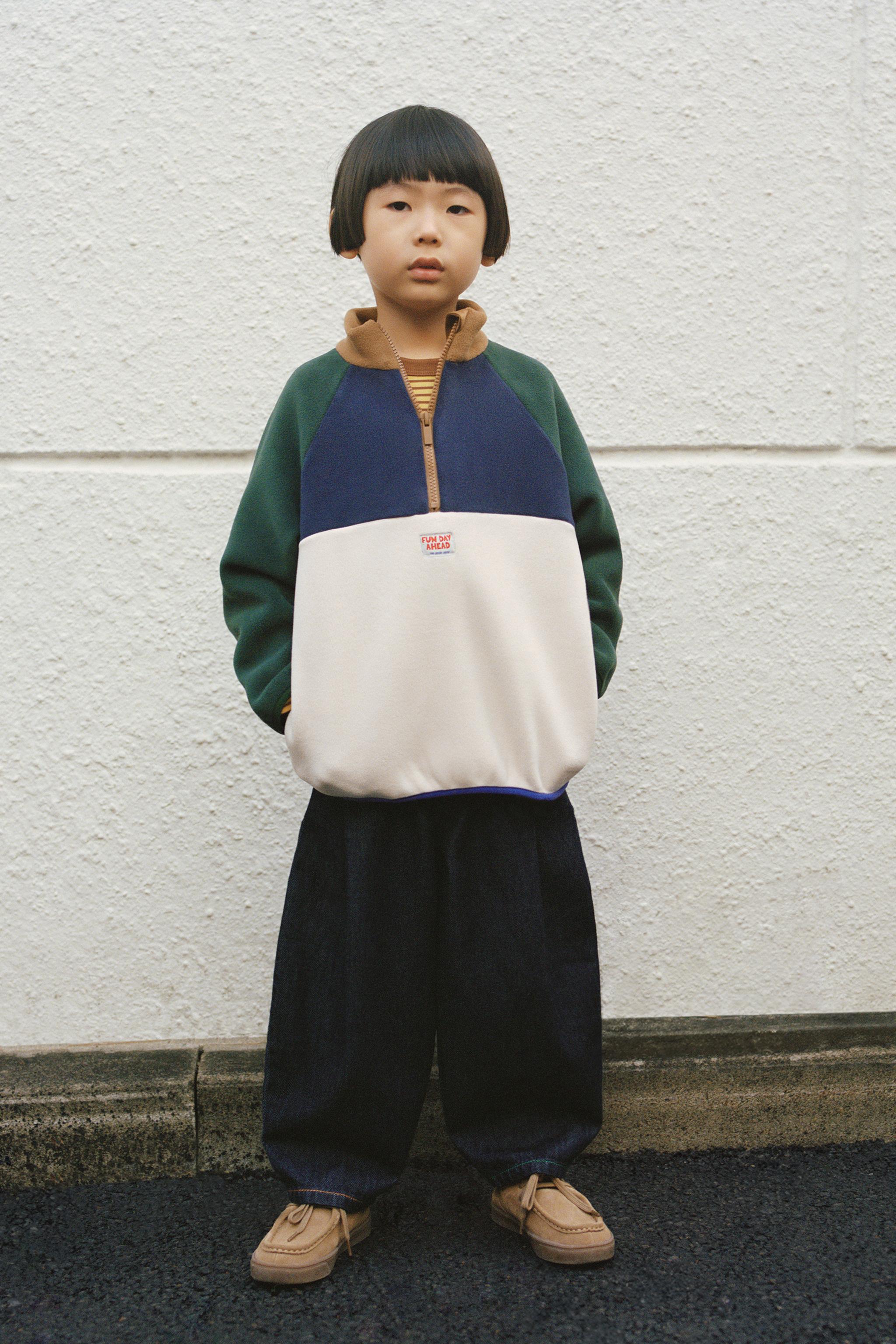 COLOR BLOCK LABEL POLAR FLEECE SWEATSHIRT