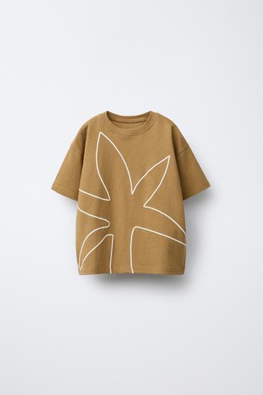 T-SHIRT MIT PALMENPRINT - Dunkles Khaki von Zara - Bild 0
