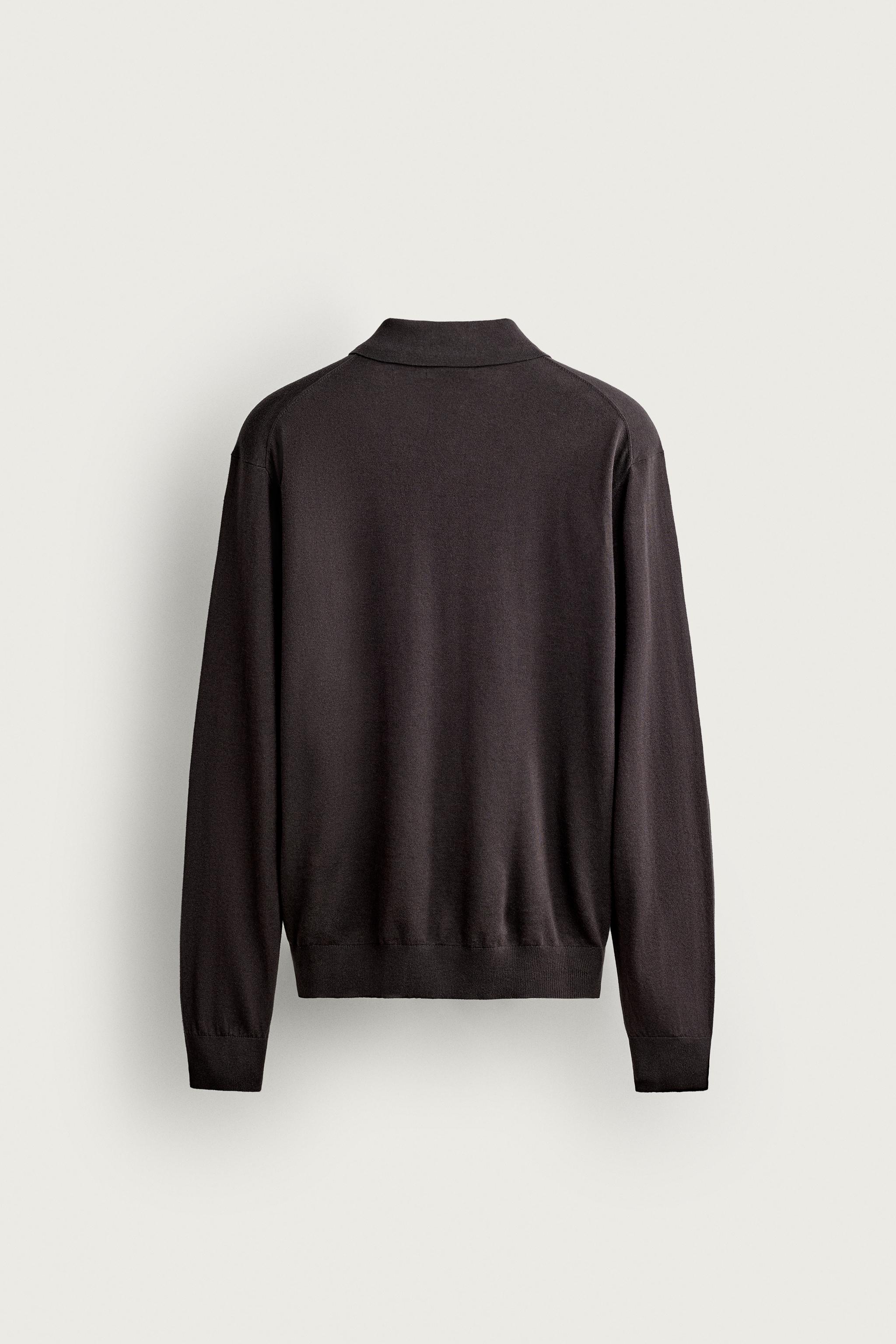 COTTON BLEND LIGHTWEIGHT KNIT POLO — Chocolate