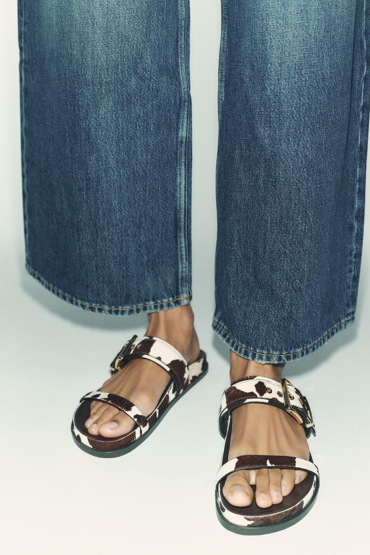 ANIMAL PRINT LEATHER SANDALS Multi-color ZARA United States