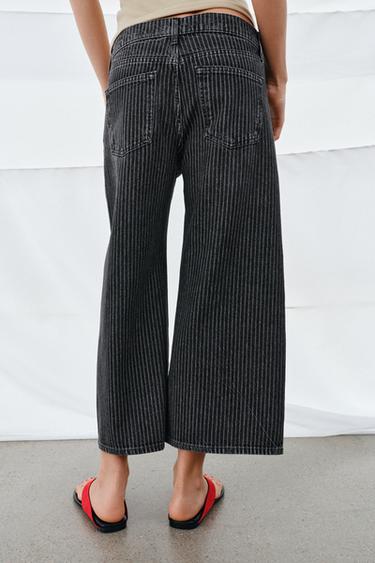 JEANS ZW COLLECTION JUPE-CULOTTE TAILLE MOYENNE À RAYURES - Noir de Zara - Image 2