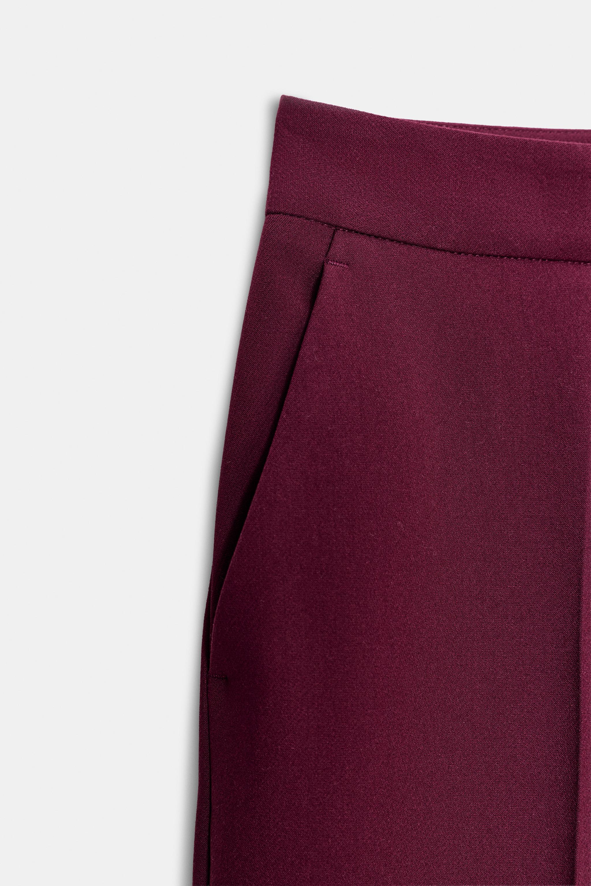 STRAIGHT LEG PANTS - Burgundy | ZARA Canada