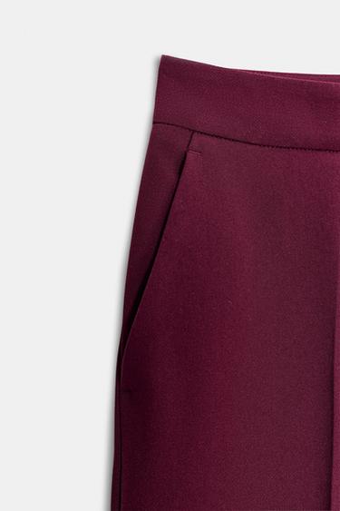 STRAIGHT-LEG TROUSERS - Burgundy by Zara