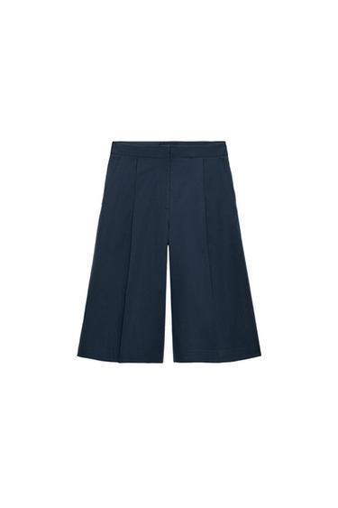 Zara ZW COLLECTION 百褶百慕達短褲 - 海藍色