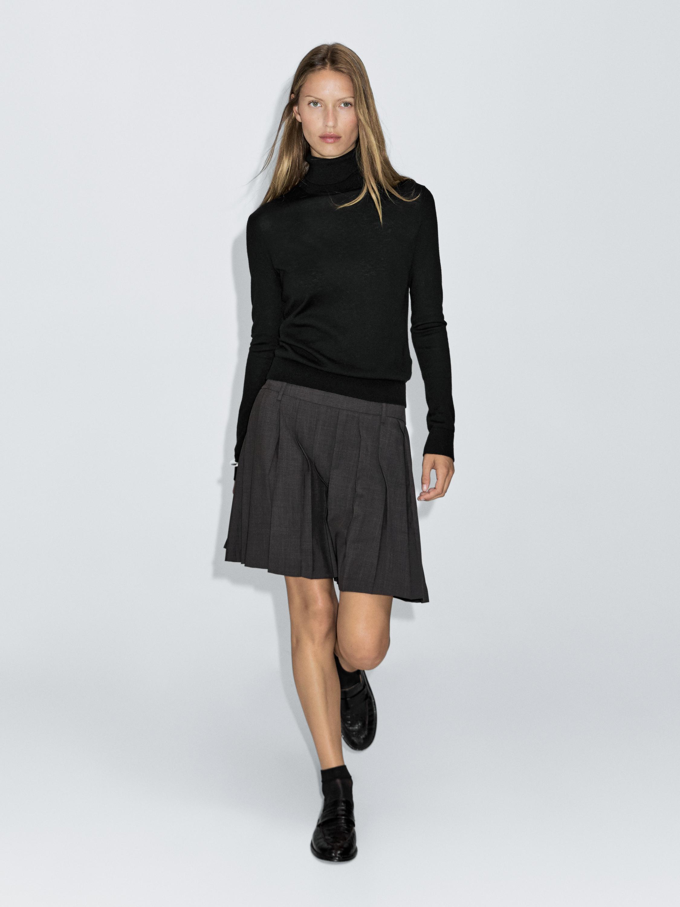 High neck wool blend sweater