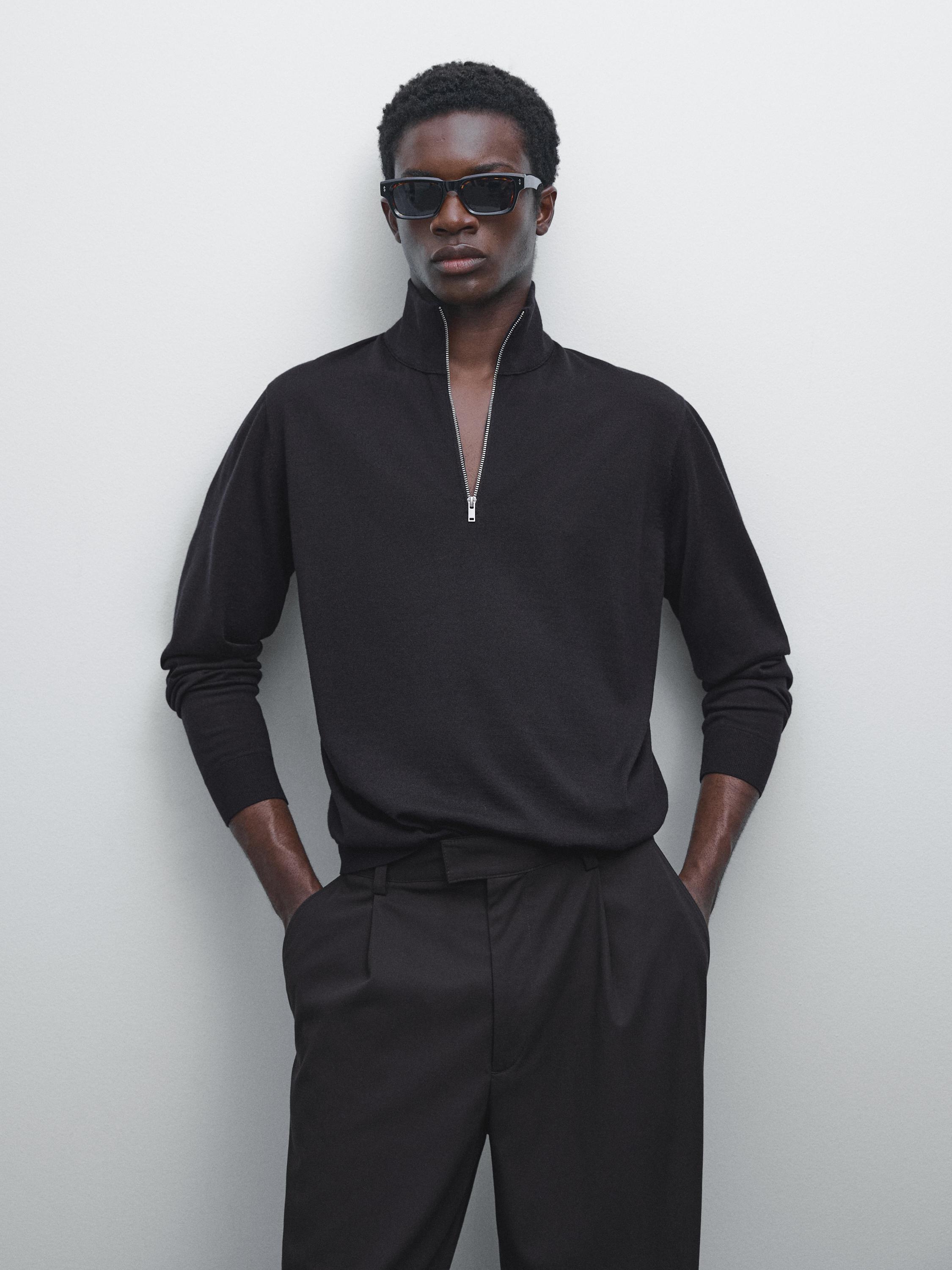 Pull en maille à col zippé