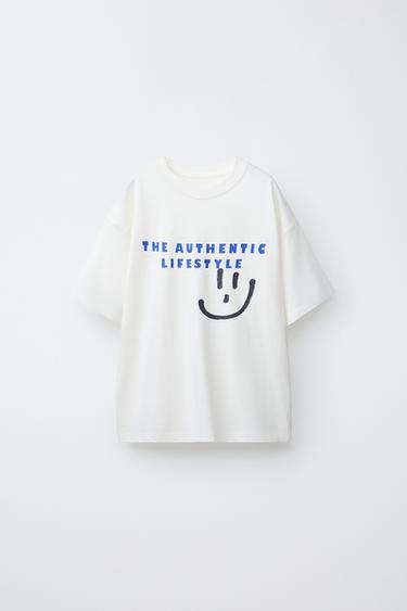 CAMISETA COM ESTAMPA DE CARINHA - Branco-marfim da Zara - Imagem 0