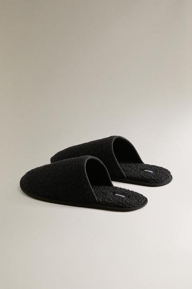 WARM SLIPPERS WITH LEATHER SOLE - Black by Zara - Image 3