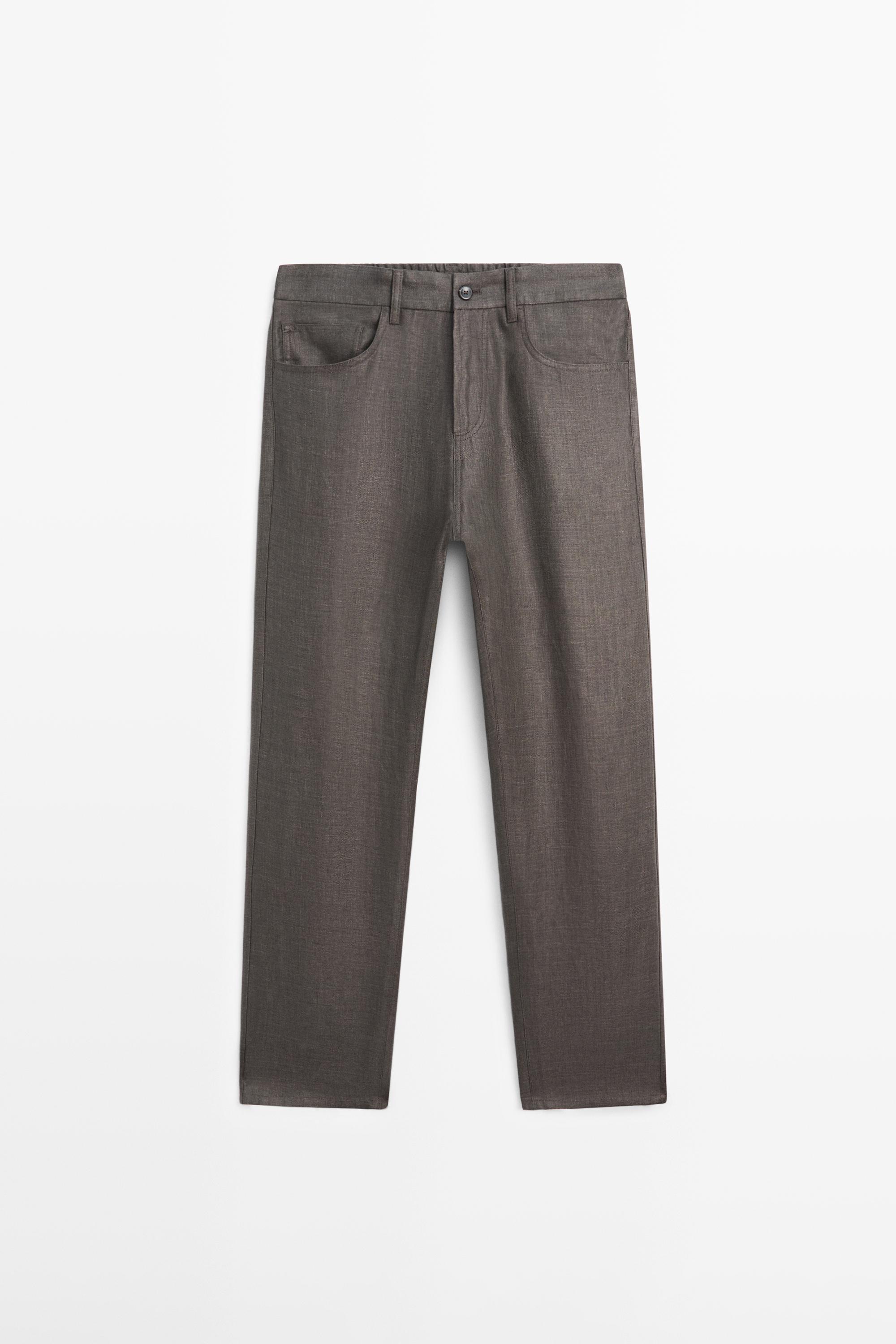 Wide-leg linen trousers — Dark salmon