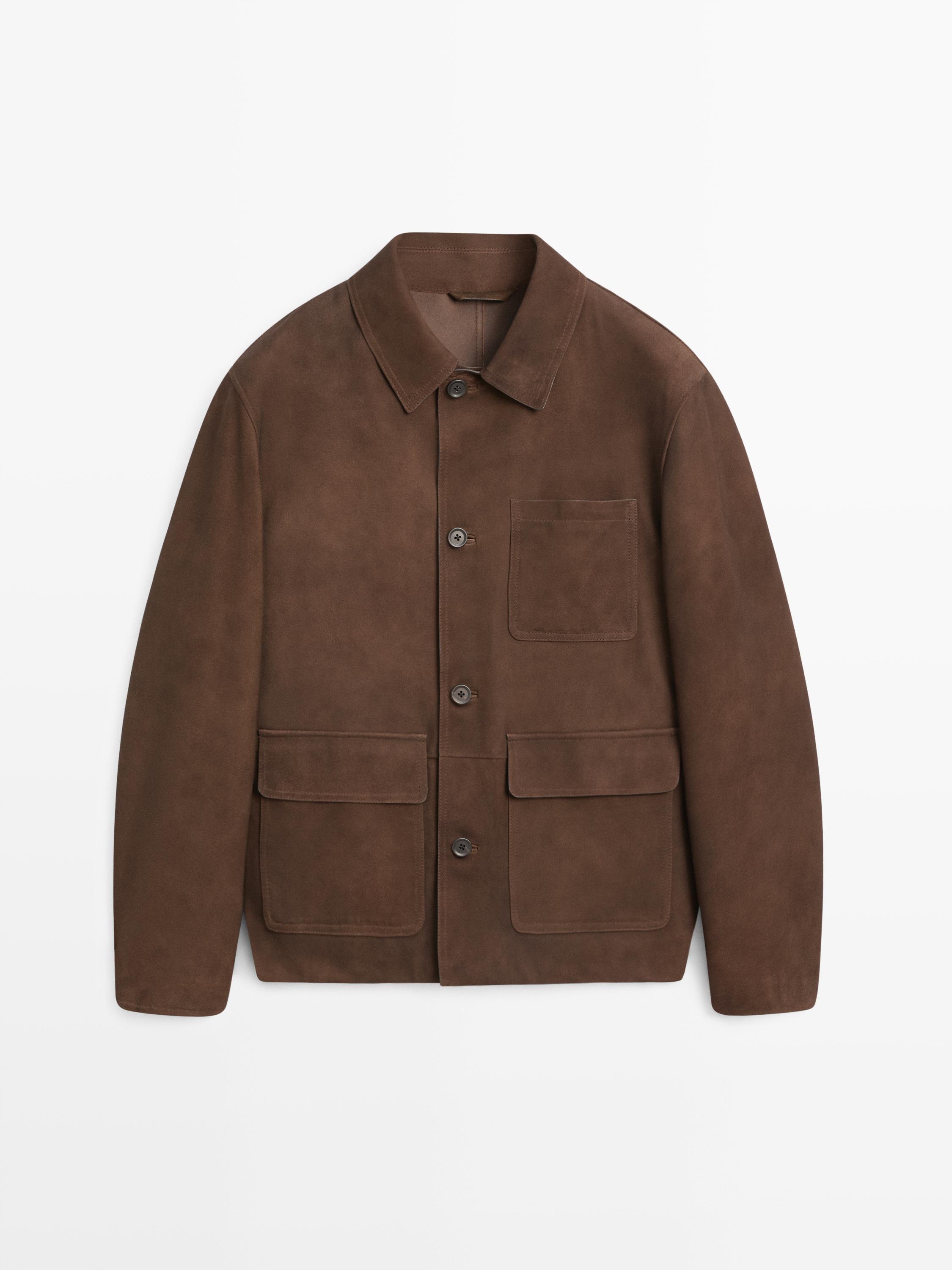 Suede leather worker jacket