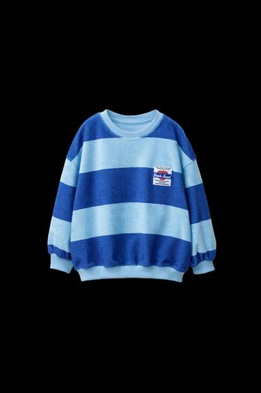 Zara TOWEL EFFECT SWEATSHIRT WITH LABEL - Blue - Image 0