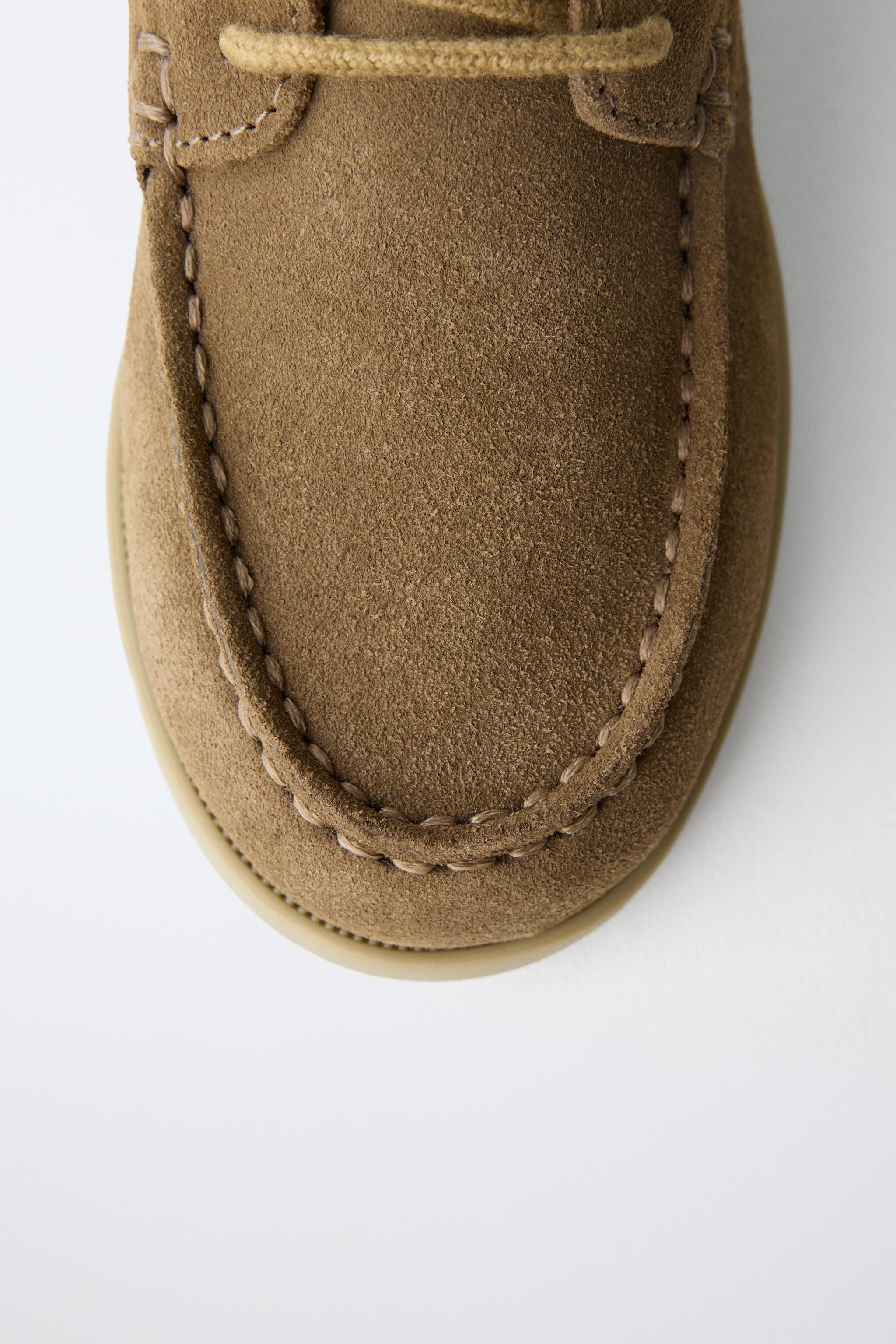 Обувь Zara LEATHER LACE-UP BOAT SHOES — фото 6