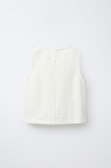 T-SHIRT STRUCTURE BOUTONS BIJOUX - Écru de Zara - Image 1