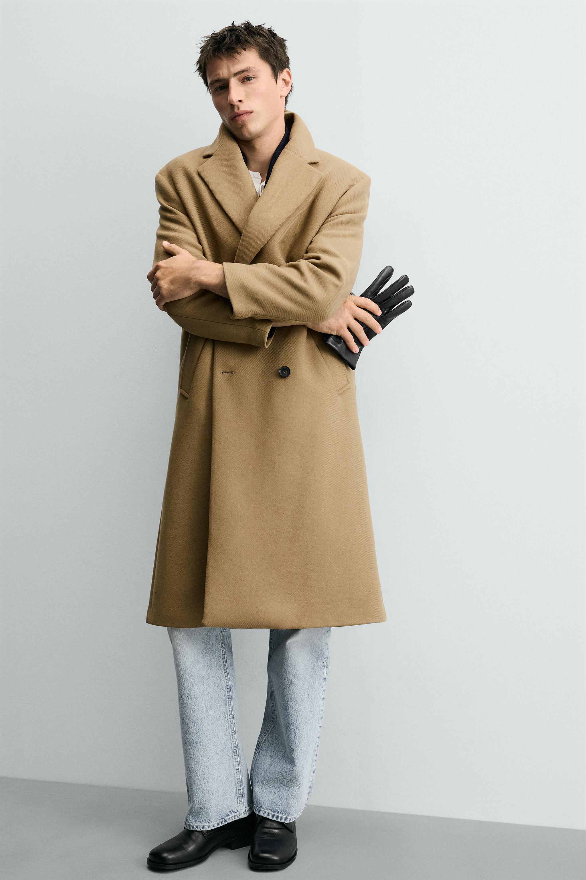 DOUBLE-BREASTED WOOL BLEND COAT - camel | ZARA South Africa