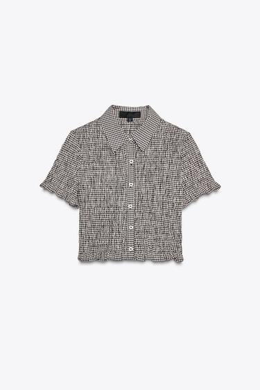 CROPPED GINGHAM SHIRT - Dark brown by Zara - Image 4