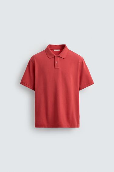POLO MAJICA S PIKÉ TEKSTURO - Rdeča od Zare