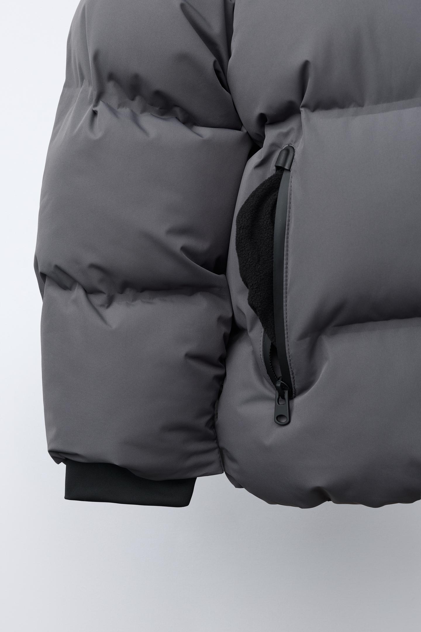 Детские худи Zara Water-Repellent Puffer Coat, цвет: Антрацитовый серый — фото 6