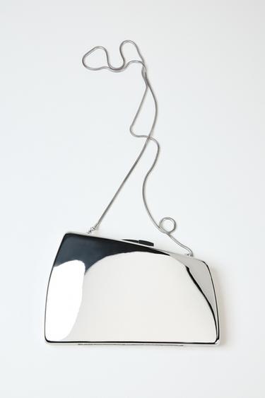 Zara METAL CLUTCH BAG - Silver