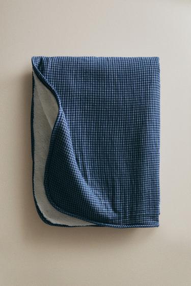 MUSLIN FLEECE BABY BLANKET - Blue by Zara
