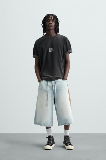 Zara WASHED PATCH T-SHIRT - Dark anthracite - Image 0