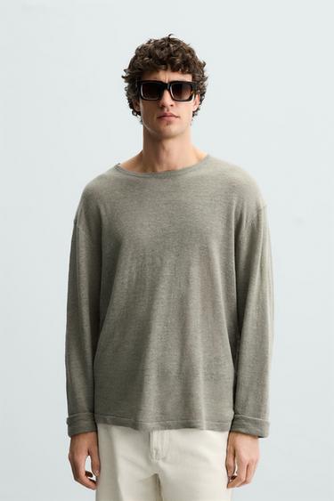 Zara 100% LINEN SWEATER - Beige