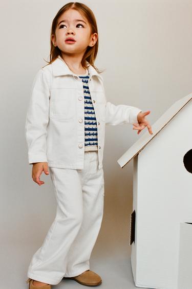 Zara EMBROIDERED TWILL OVERSHIRT - Oyster-white