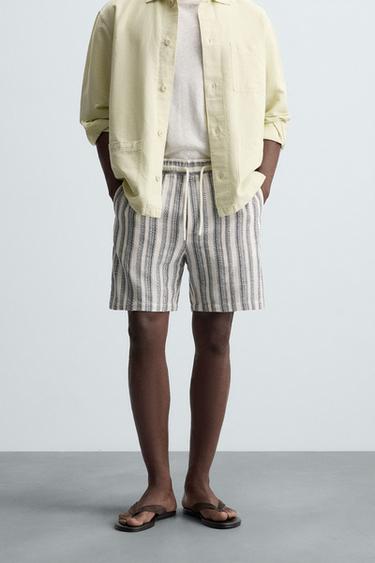 TEXTURED REGULAR FIT BERMUDA SHORTS - Stripes by Zara