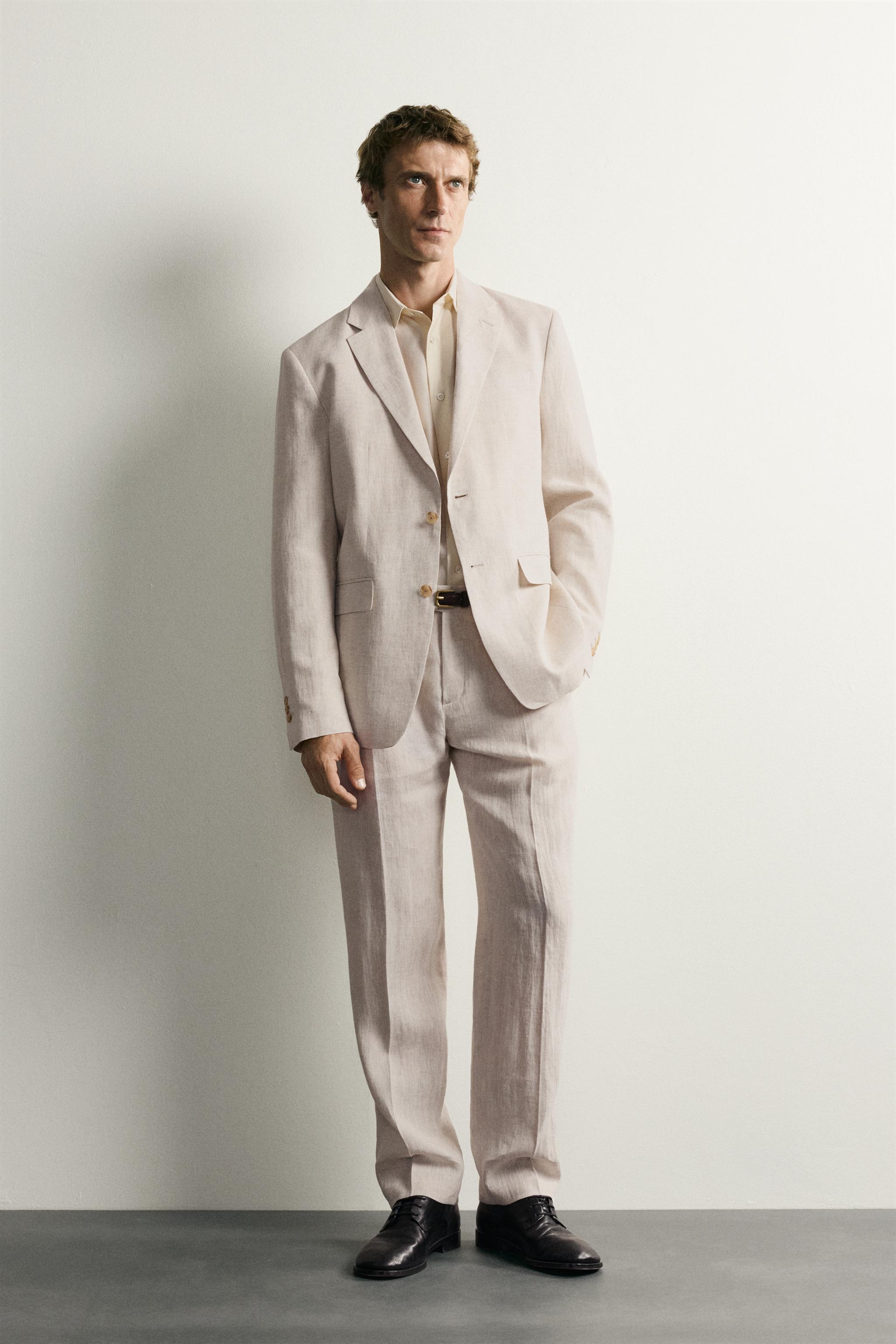 Мужские пиджаки Zara 100% LINEN SUIT BLAZER