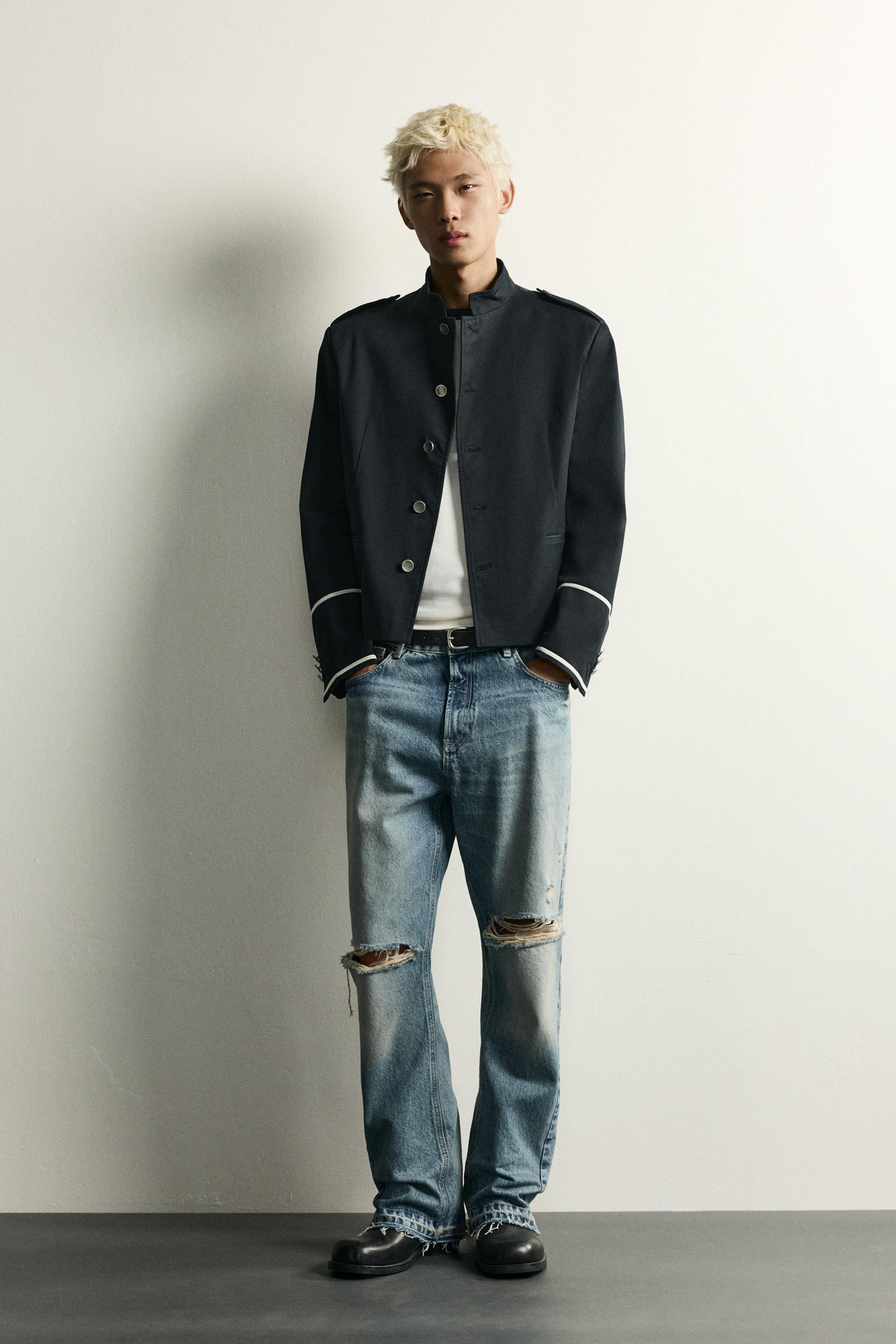CONTRAST CROPPED FIT JACKET
