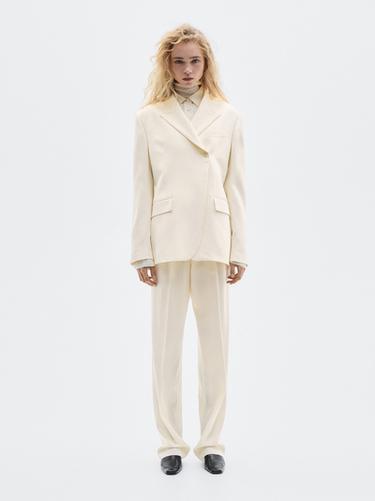 Zara Wool blend crossover blazer - LIMITED - Oyster-white - Image 0