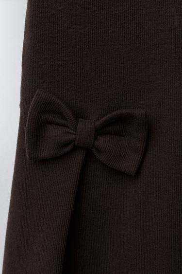 ROBE CÔTELÉE À NŒUDS - Marron de Zara - Image 2