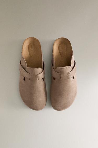 SABOTS CUIR LANIÈRE - Gris foncé de Zara - Image 3