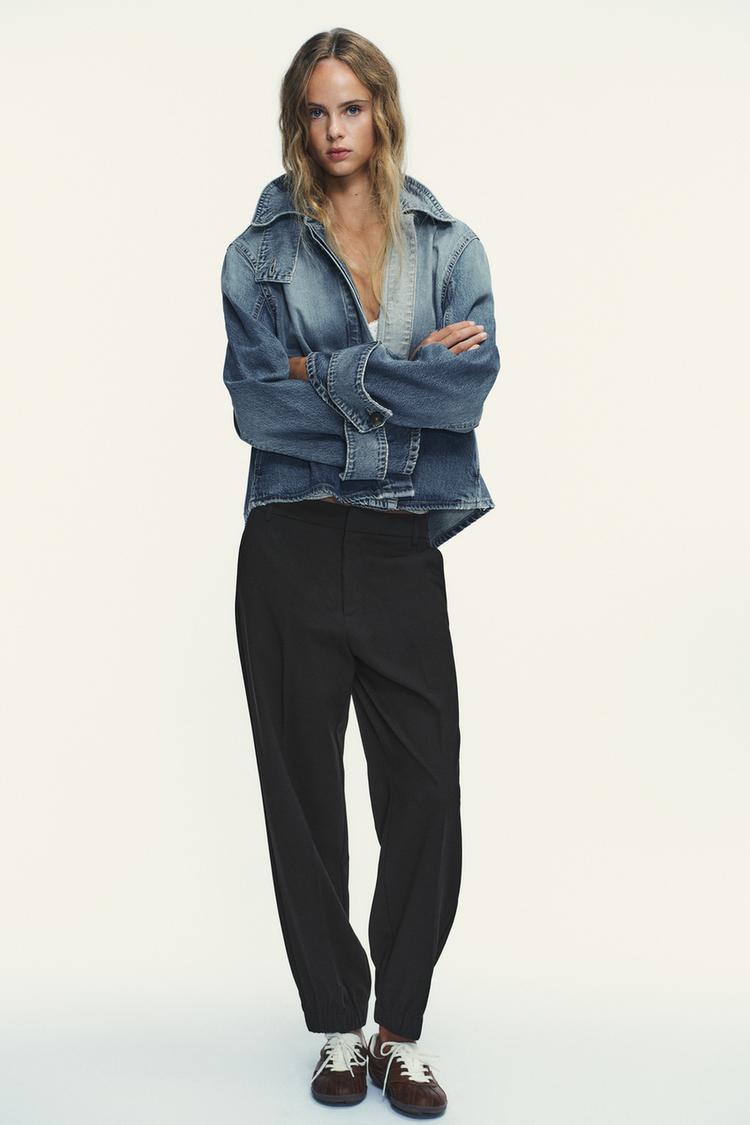 TRF HIGH COLLAR DENIM JACKET Blue ZARA United States