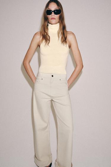 JEAN ZW COLLECTION WIDE LEG TAILLE HAUTE - Écru de Zara - Image 4