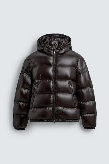 Zara 100% FEATHER WATER REPELLENT PUFFER JACKET - Brown