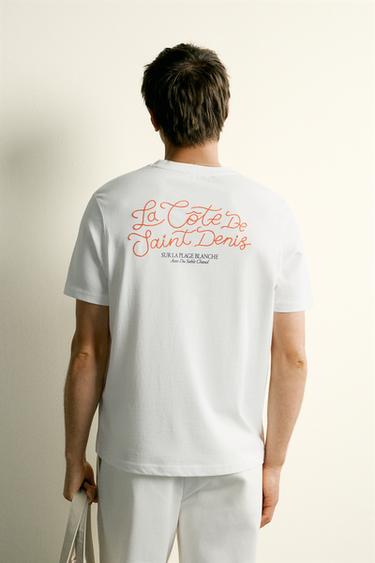 REGULAR FIT COMBINED EMBROIDERY T-SHIRT - Oyster-white by Zara