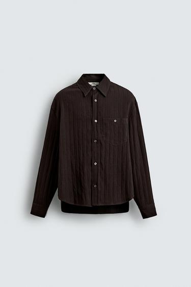 CAMISA JACQUARD RAYAS LIMITED EDITION - Marrón de Zara