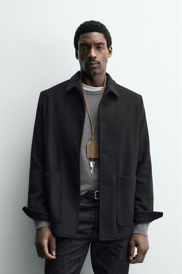 BLAZER RELAXED FIT مزيج صوف - أسود الخاص بـ Zara