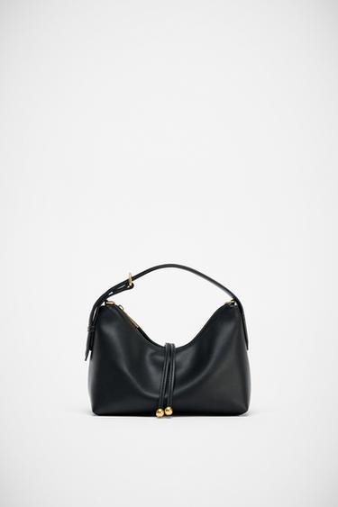 Zara MINI BUCKET BAG WITH BEAD DETAIL - Black
