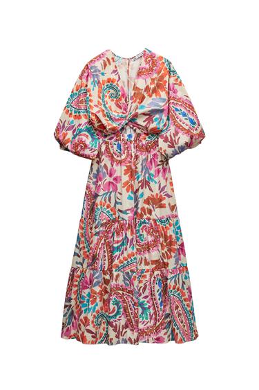 PRINTED DRESS WITH KNOT