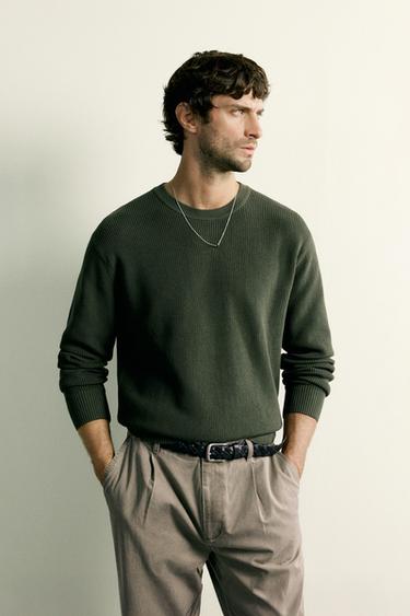 PURL KNIT REGULAR FIT JUMPER - Green by Zara