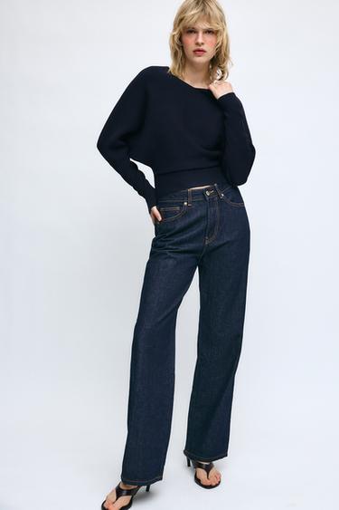 Zara V-NECK JUMPER - Navy blue