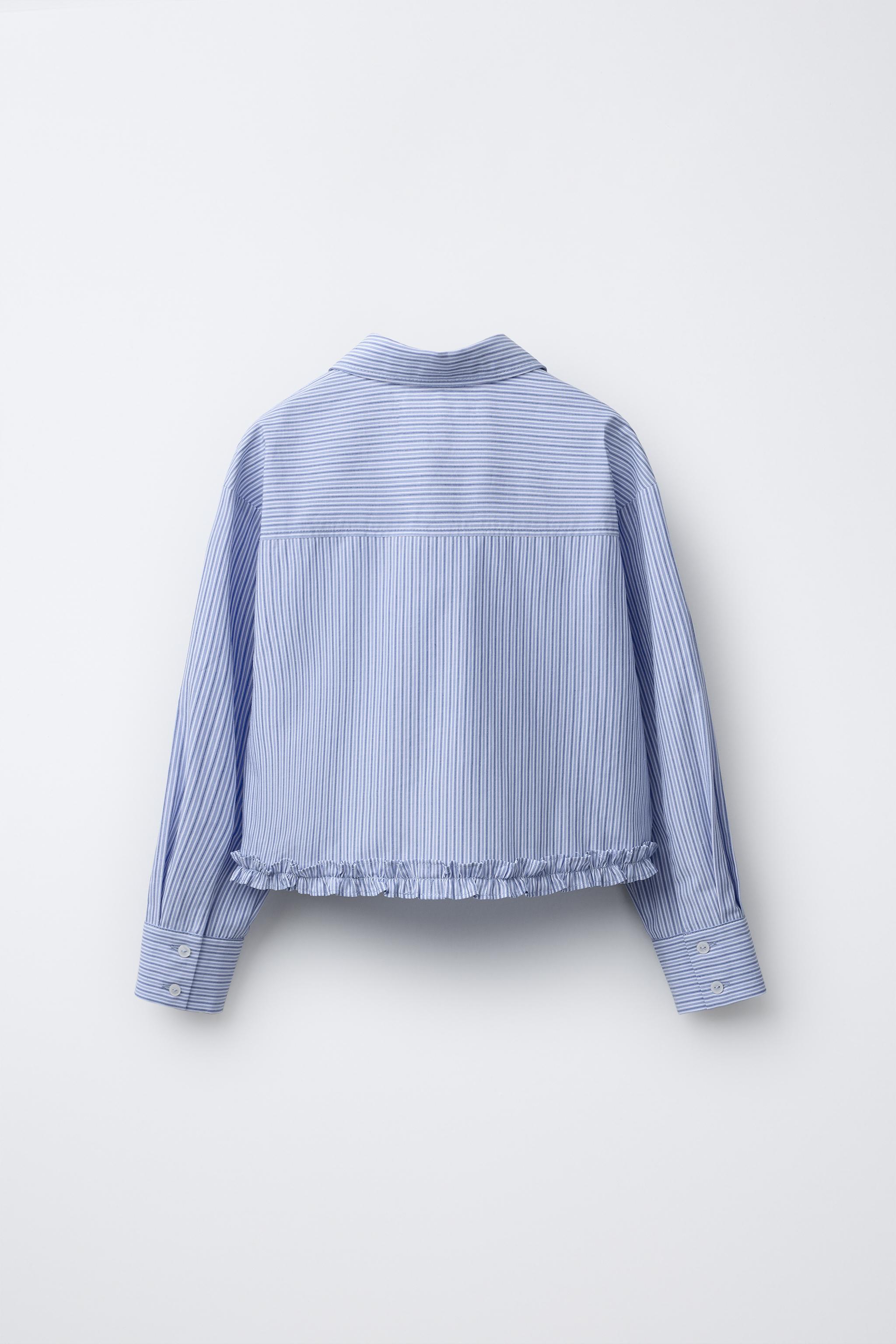 STRIPED SHIRT WITH RUFFLES - Blue/White | ZARA Spain