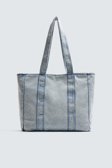 WASHED-EFFECT DENIM TOTE BAG - Blue by Zara