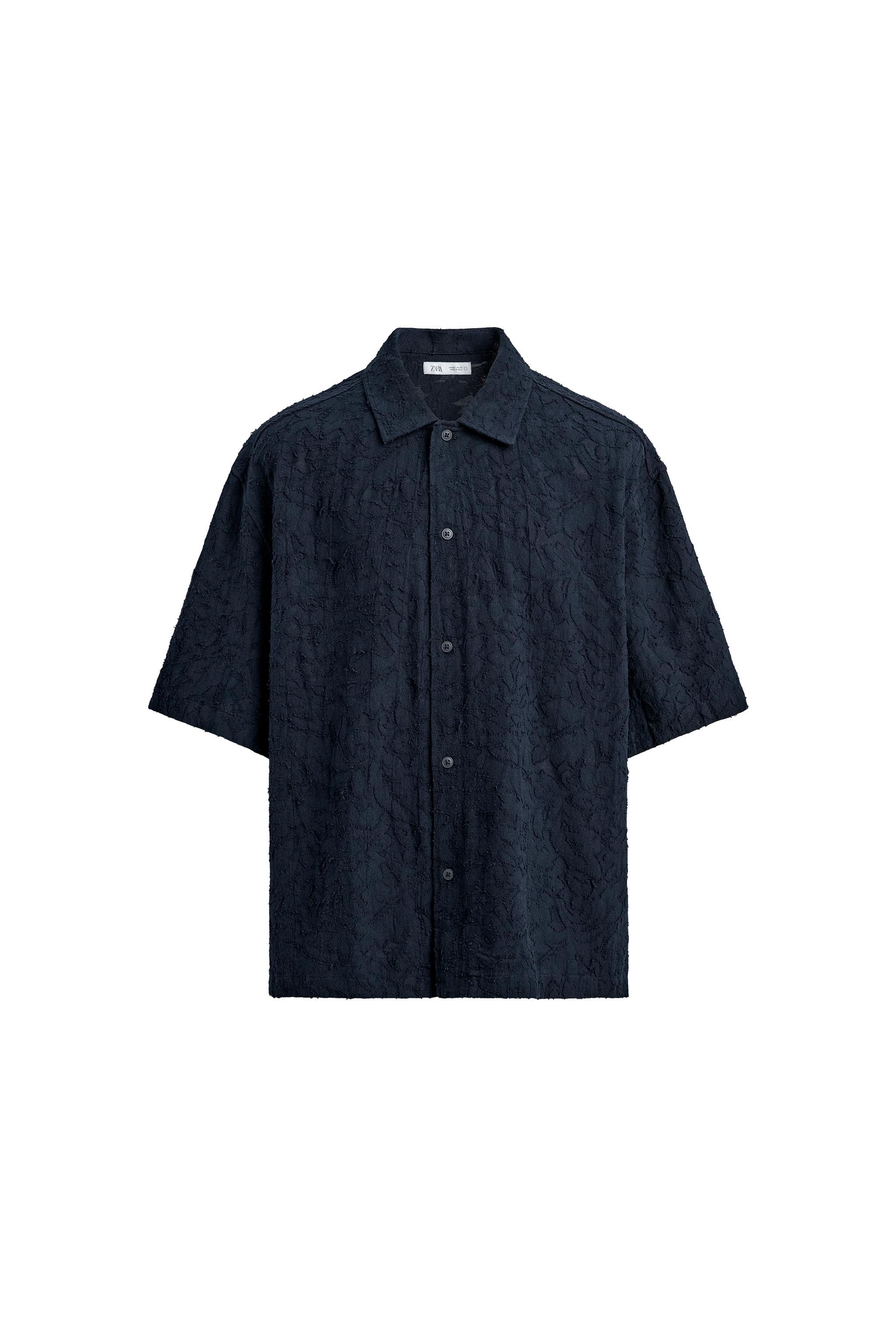 TEXTURED JACQUARD SHIRT - Navy blue | ZARA United States
